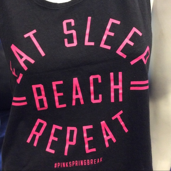 PINK Victoria’s Secret black graphic tank top - Picture 3 of 7